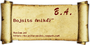 Bojsits Anikó névjegykártya